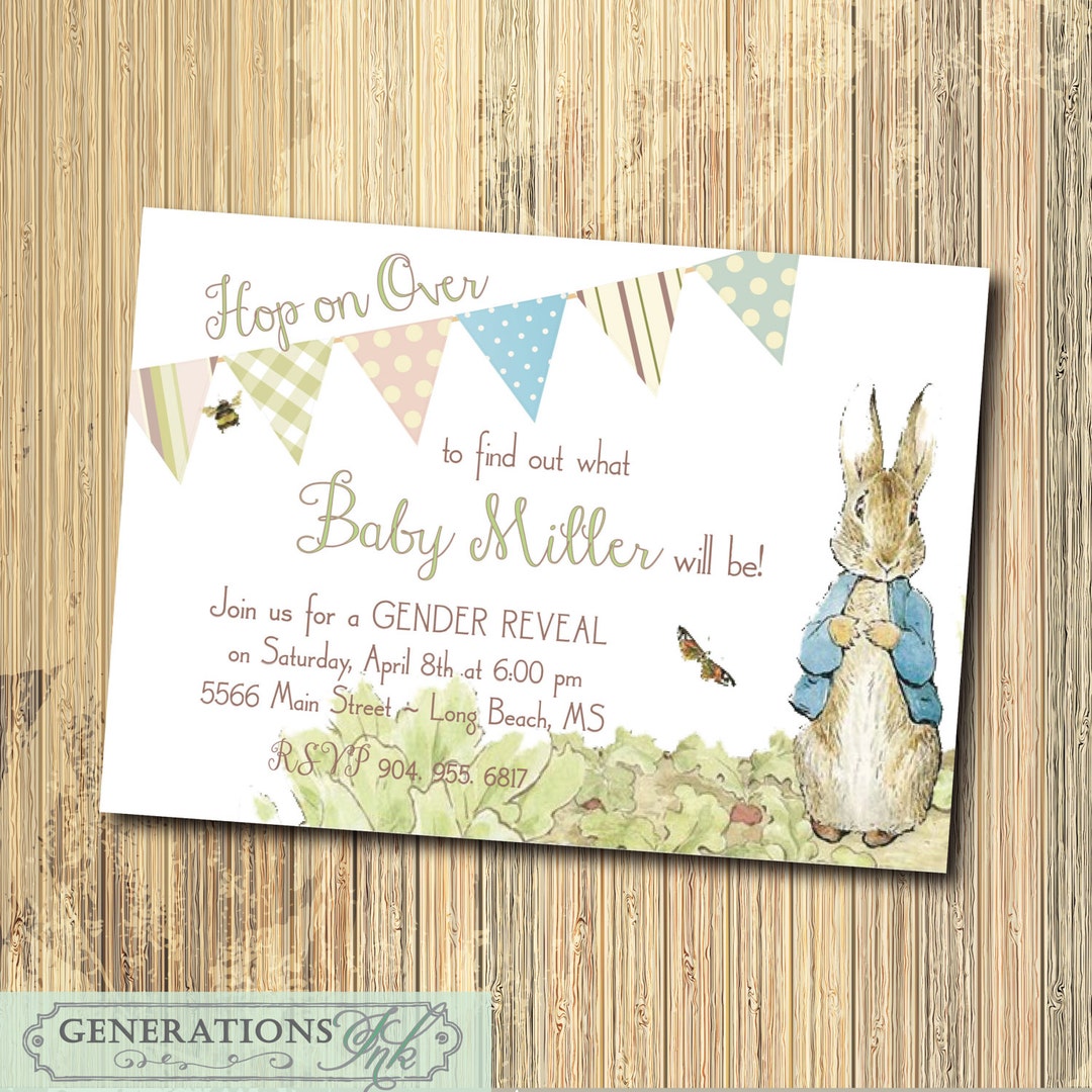 Peter Rabbit Gender Reveal Invitation, Easter Gender Reveal/digital ...