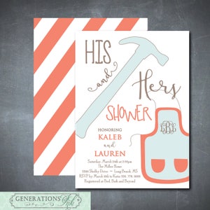 HIS and HERS Shower Invitation printable, His and Hers Couples Shower, Tool and Gadget Shower, Couples Wedding Shower/Colors can be changed