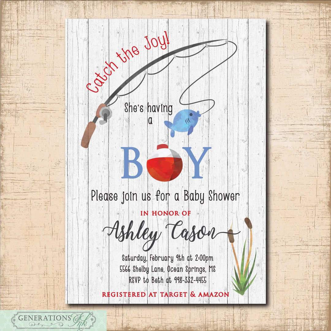 Fishing Baby Shower Invitation, Boy Baby Shower, Reel Excited
