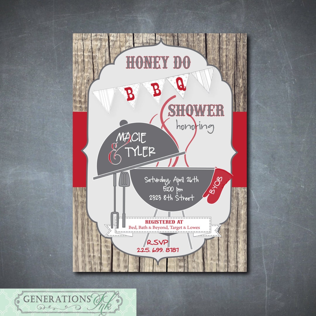 Honey Do BBQ Shower Invitation Printable/digital File/i Do Bbq