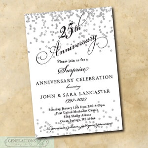 25th Wedding Anniversary Invitation, Surprise Anniversary, Silver Anniversary, Wedding Anniversary Invitation, DIGITAL OR PRINTED