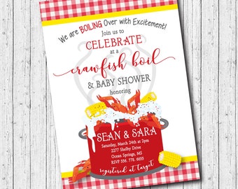 Crawfish Boil Baby Shower Invitation  printable/Digital File/couples shower, crawfish baby shower, couples crawfish/Wording can be changed