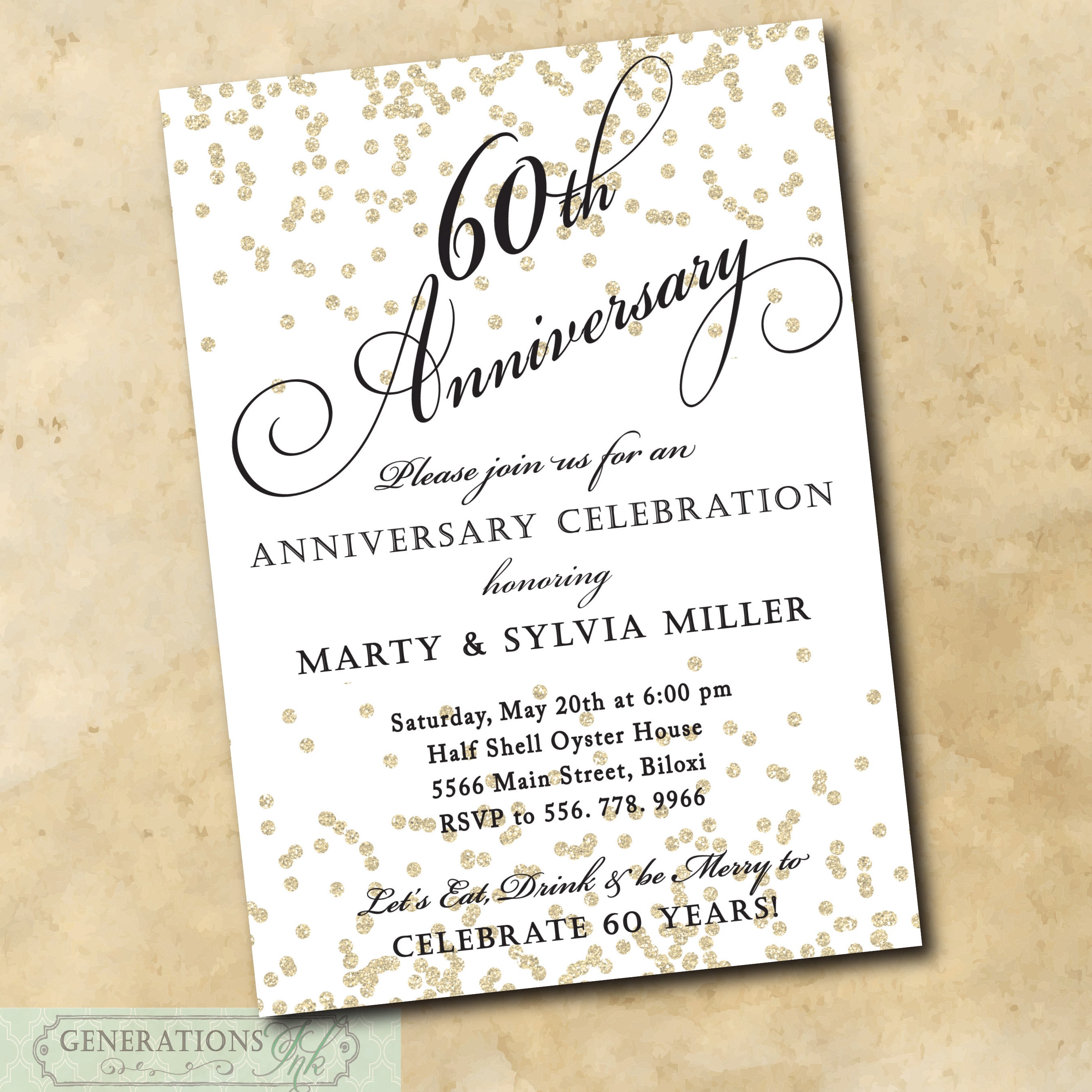 Invitation Du 60e Anniversaire De Mariage Imprimable Fichier Etsy France Invitation Du 60e Anniversaire De Mariage Imprimable Fichier Etsy France