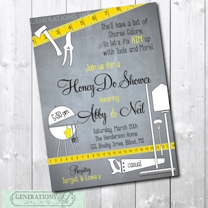 Honey Do Shower Invitation printable/Digital File or printed/tool and gadget, handyman, his and hers, groom /Wording can be changed image 1