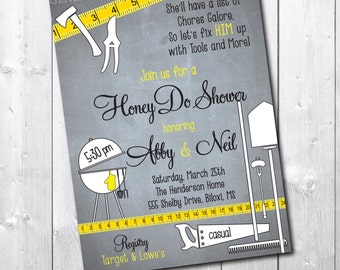 Honey Do Shower Invitation printable/Digital File or printed/tool and gadget, handyman, his and hers, groom /Wording can be changed