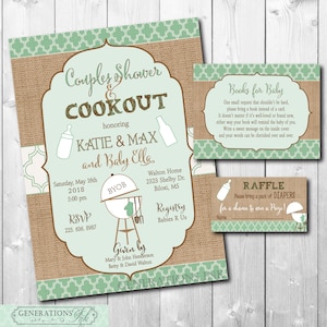 Couples Baby Q Invitation, Couples Baby Shower, Coed Baby Shower, Boy Girl Baby Shower/Printable/Digital/Wording & Colors can be changed