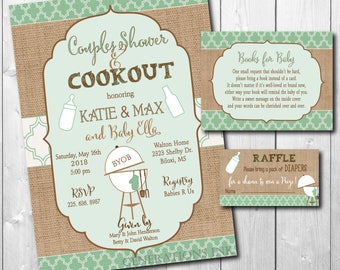 Couples Baby Q Invitation, Couples Baby Shower, Coed Baby Shower, Boy Girl Baby Shower/Printable/Digital/Wording & Colors can be changed