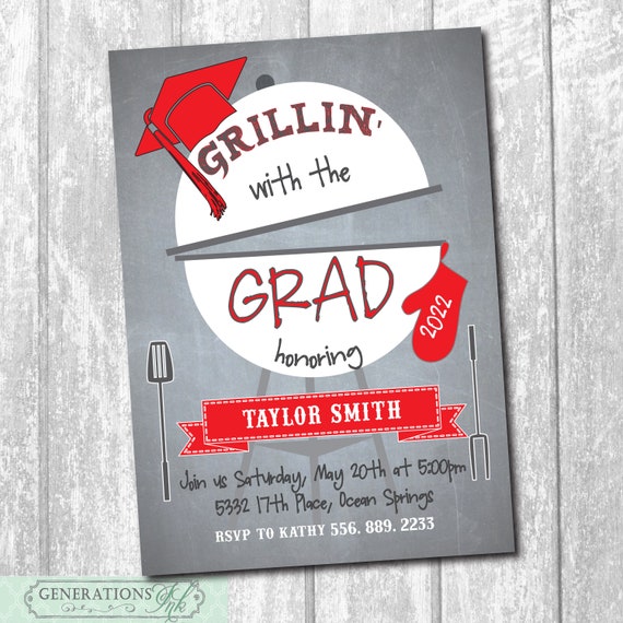 Graduation Party Invitation, Graduation Cookout, Graduation BBQ, Senior Party, Class of 2024, DIGITAL or PRINTED