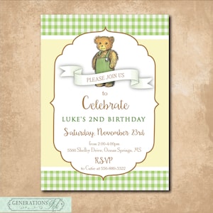 Corduroy the Bear Birthday Invitation, Corduroy Birthday printable, Boy Birthday Invitation, Girl Birthday Invitation, DIGITAL or PRINTED