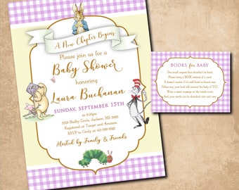 Classic Storybook Baby Shower Invitation, Book Request (Digital File)