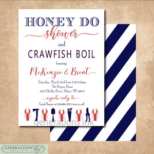 Honey Do Shower Invitation printable, Crawfish Boil, Couples Shower, Tool Shower, His and Hers/Digital File/Wording & Colors can be changed