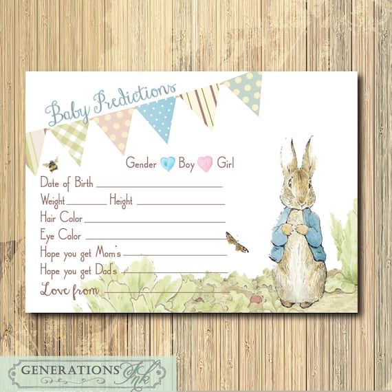 Instant Download Baby Predictions Card Peter Rabbit Etsy