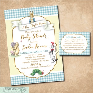 Invito per baby shower a tema libro, baby shower a tema libro, baby shower per bambini, richiesta di libro, digitale o stampato