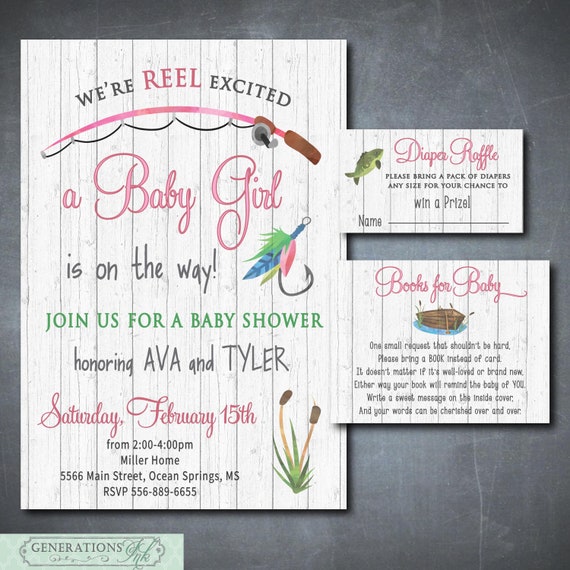 Fishing Baby Shower Invitation, Fishing Themed, Boy Girl Shower