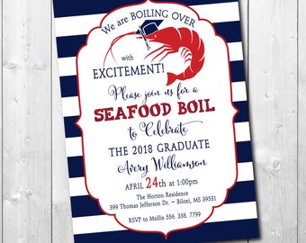 Graduation Party Invitation, Seafood Boil Invitation, Graduation Seafood Boil, Senior Party, Class of 2023, Shrimp Boil, Digital or Printed