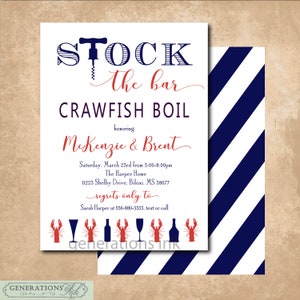 Stock the Bar Crawfish Boil Invitation printable/Digital File/wedding shower,stock the bar party, couple,seafood boil/Wording can be changed