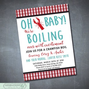 Crawfish Boil Baby Shower Invitation printable/Digital File/couples shower, crawfish baby shower, couples crawfish/Wording can be changed