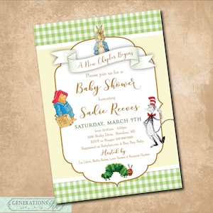 Storybook Baby Shower Invitation, Book Themed, Book Characters, Boy Baby Shower, Girl Baby Shower, Gender Neutral, Digital or Printed