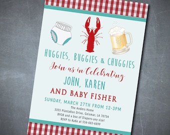 Crawfish Boil Baby Shower Invitation printable/Digital File/Couples Shower, Crawfish Baby Shower, Diaper Shower, Huggies Buggies Chuggies