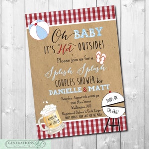 Paare Baby Shower Einladung druckbar/Digitale Datei/Pool, Schwimmparty, Baby Q, Kochout, Sommer, Junge oder Mädchen Shower/Wording kann geändert werden
