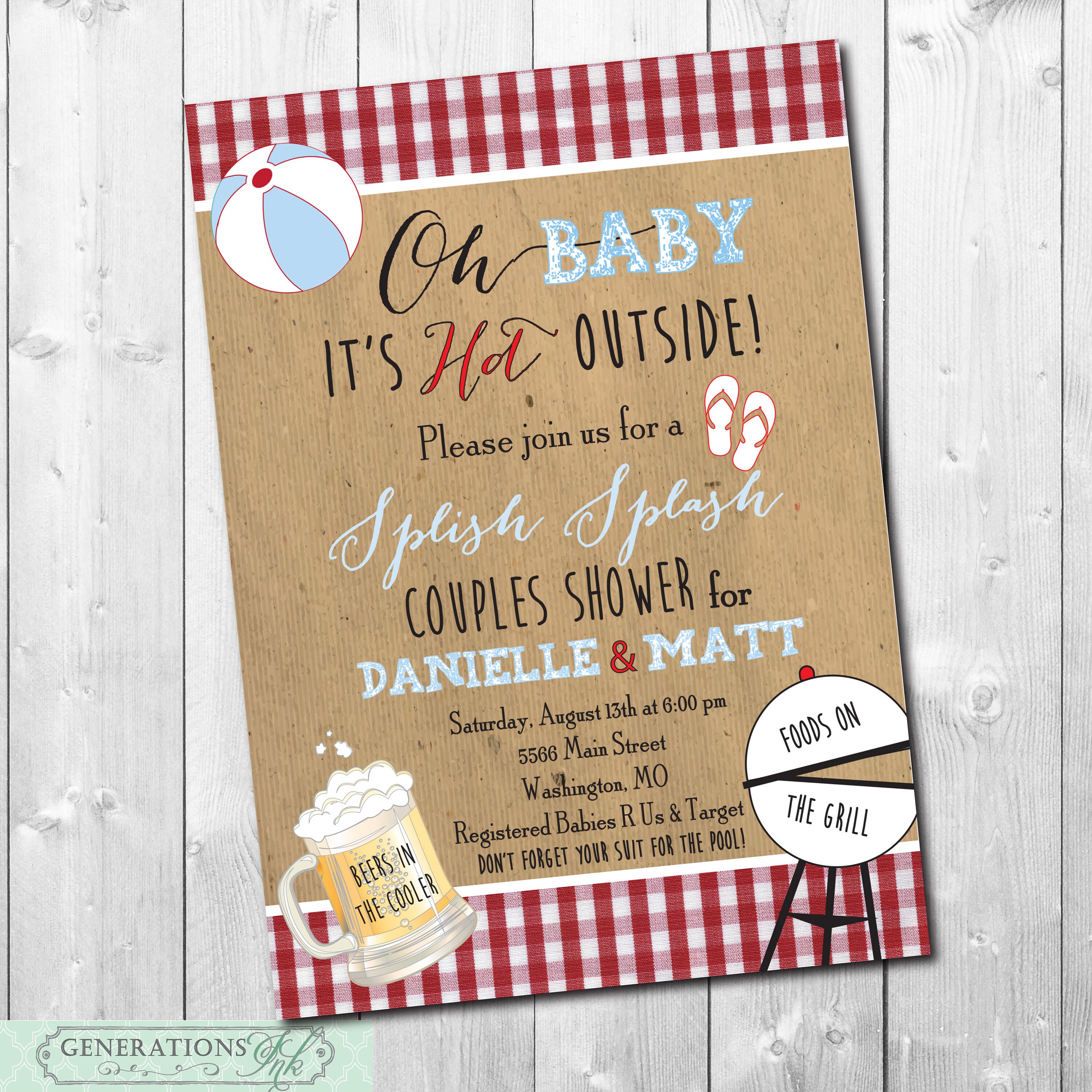 Couples Baby Shower Invitation printable/Digital File/pool Etsy