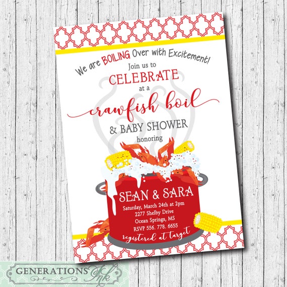 Crawfish Couples Baby Shower Invitation