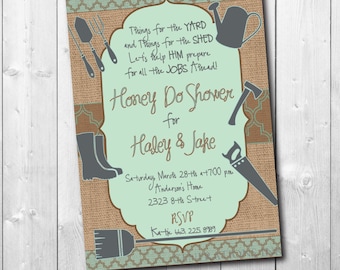 Honey Do Shower Invitation, Rustic BBQ, Couples Cookout (Printable)