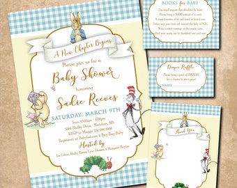 Storybook Baby Shower Invitation, Book Themed Baby Shower, Classic Books, Boy Baby Shower, Digital
