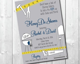 Honey Do Shower Invitation, Honey Do BBQ Invitation, Tool and Gadget, Tool Shower Invitation, DIGITAL or PRINTED