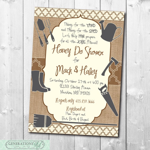 Honey Do Shower Invitation Printable Digital File Fall Tool Image 0