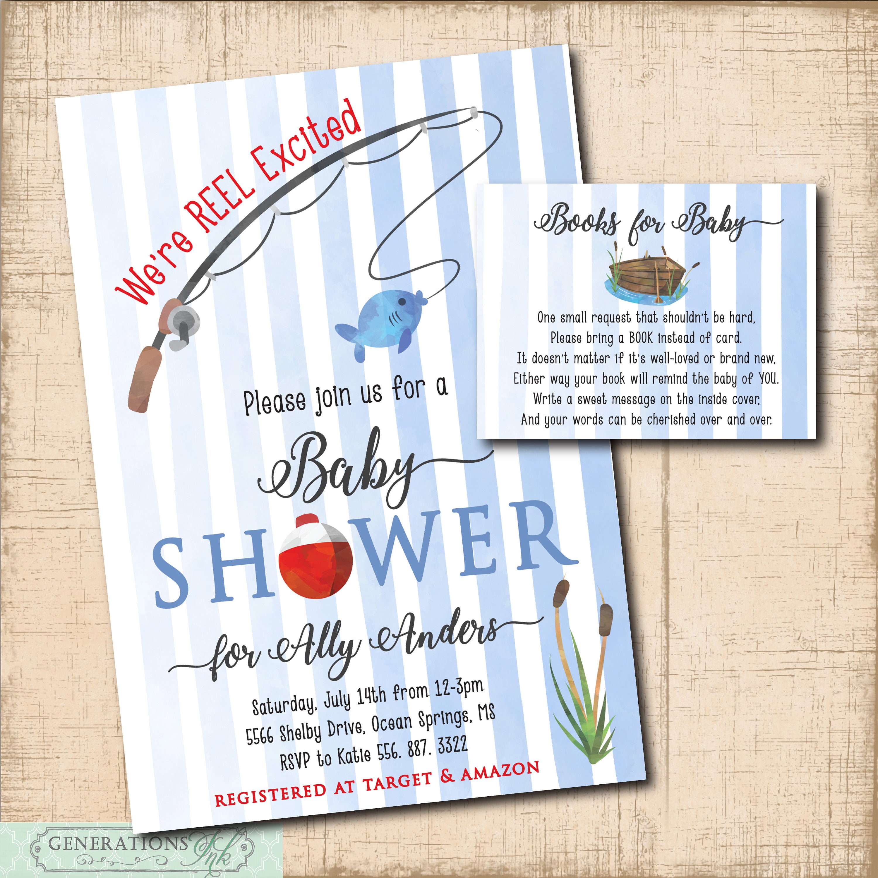 Fishing Baby Shower Invitation printable/Digital File/boy baby Etsy