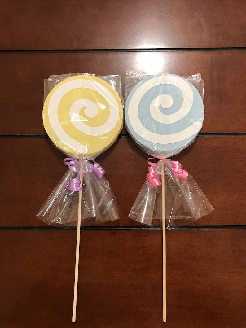 Lollipops Sticks Pastel Colors Double Sided Birthday Party Etsy