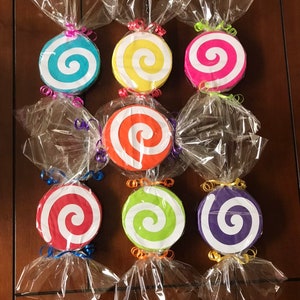 Candy Birthday Party Decorations, (Set of 7) double sided.