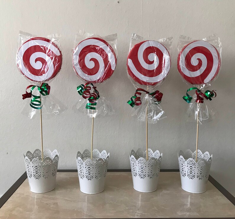 Christmas Lollipops Sticks Double Sided set of 4. Etsy
