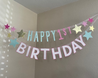 Happy 1st Birthday Banner!! (2 pc set)