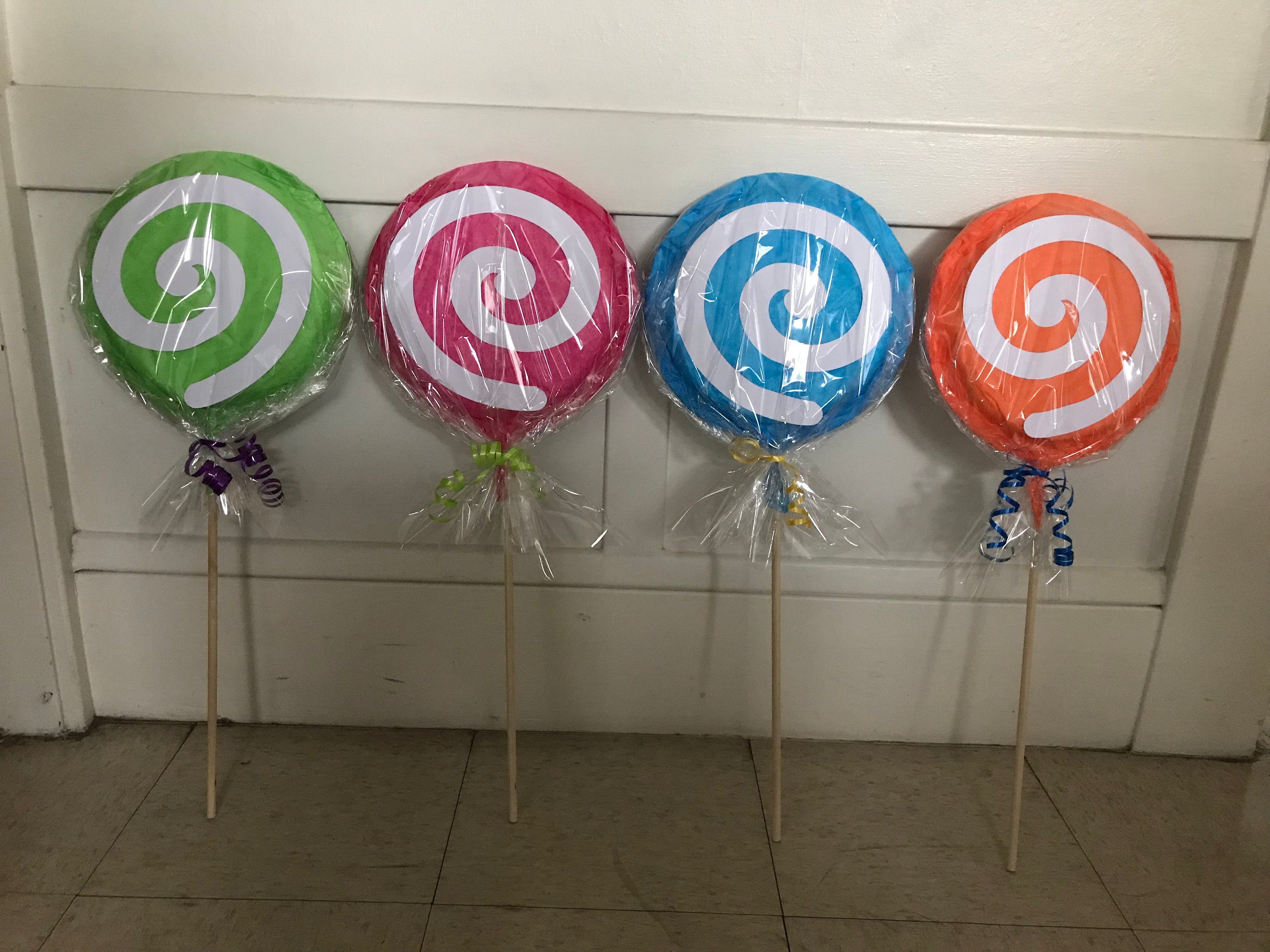 Extra-big Lollipops Sticks!!! Double Sided, Birthday Party Decorations (set  of 4 Sticks). - Etsy, image size:3000x2250