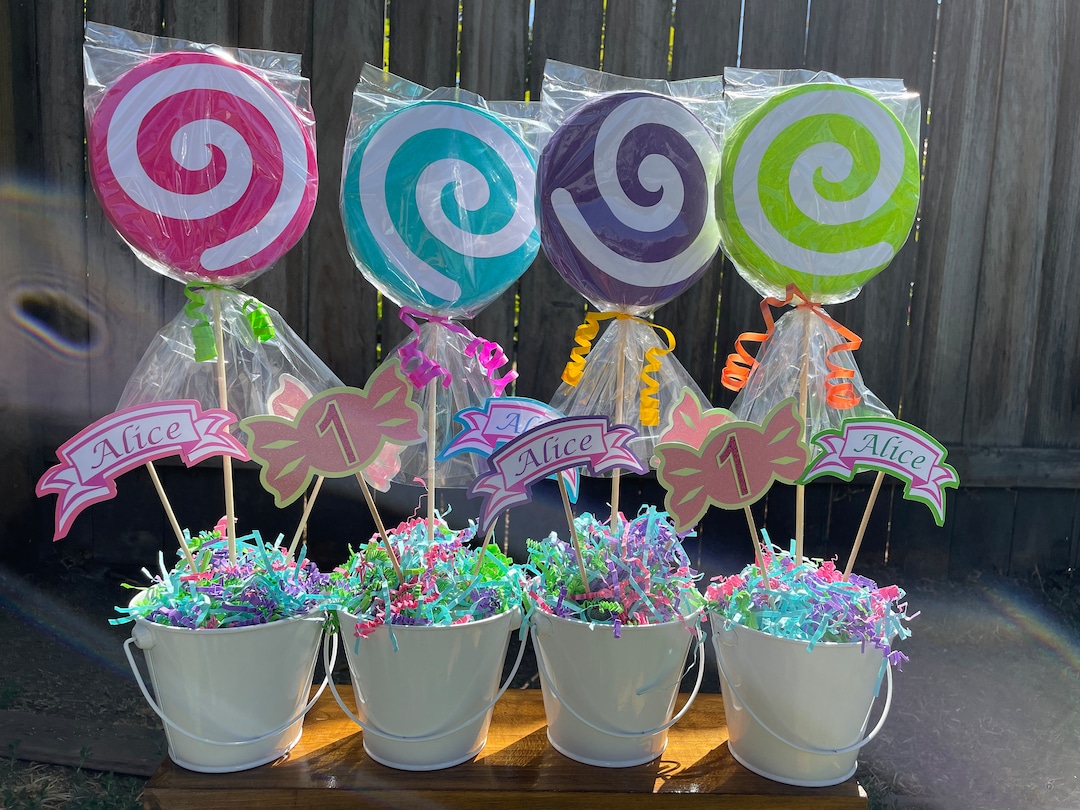 Personalized Candy Land Centerpiece, Candy Centerpiece, Sweet One Centerpiece set of 4. Etsy