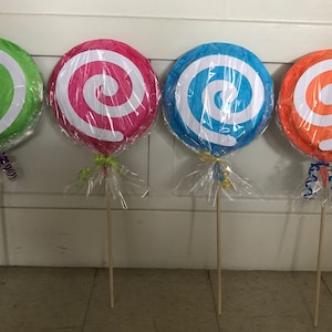 Extra-Big Lollipops Sticks!!! Double Sided, Birthday Party Decorations (Set of 4 Sticks).