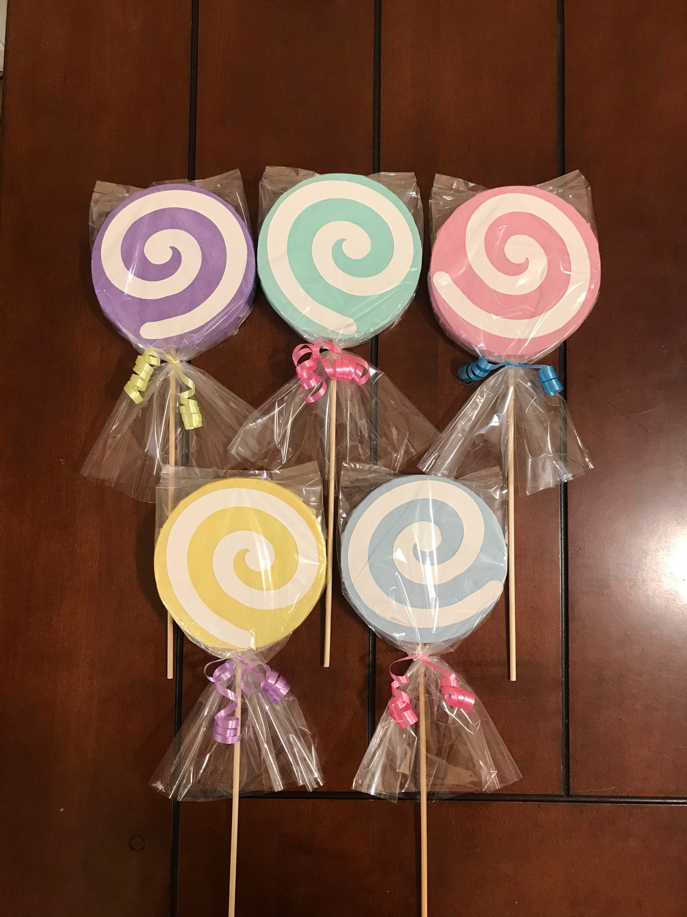 Lollipops Sticks Pastel Colors - Set of 5 Sticks