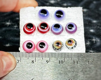 Yeux en verre, lot de 5 paires de monstres uniques colorés faits main sur un fil de fer