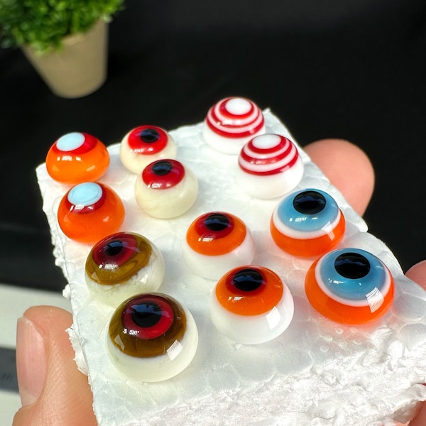 Glass eyes set of 6 pairs of  various colors handmade lampwork colorful on a wire