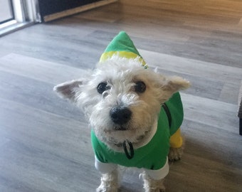 Bud the Elf Dog Costume: Christmas Knit Outfit