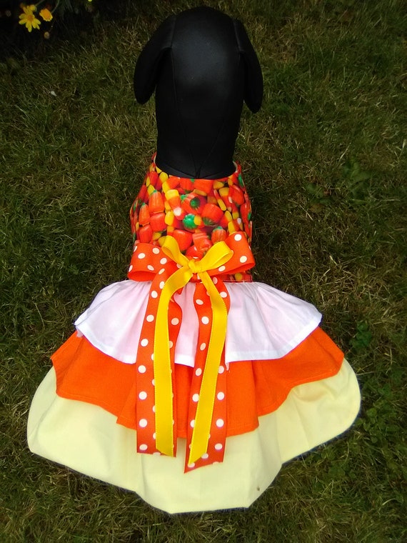 Candy Corn dog dress, Candy Corn dog outfit, Halloween dog outfit, Candy dog costume, Girl dog outift