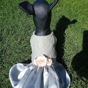Wedding dog dress, Fancy dog dress, Flower girl dog dress, Girl dog outfit, Satin dog dress