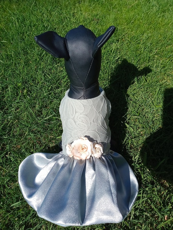 Wedding dog dress, Fancy dog dress, Flower girl dog dress, Girl dog outfit, Satin dog dress