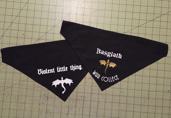 Fourth Wing Dog Bandana: Book Fans, Slide on cotton collar