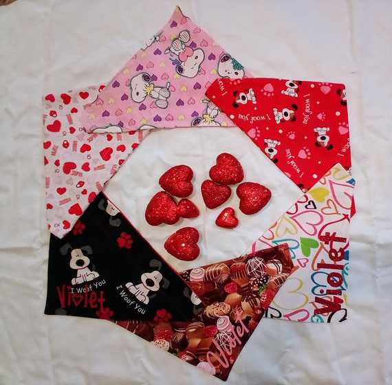 Valentine's Day dog bandanas, Personalized dog bandanas, Slide on dog bandanas, Dog bandanas