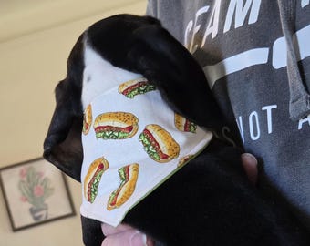 Hot Dog dog bandana, Dachshund dog bandana, Dog bandana, double sided dog bandana, Vecro dog bandana