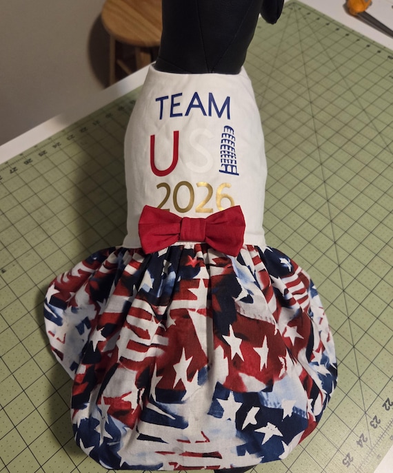 Winter Olympics 2026 dog dress; Team USA dog dress, cotton dog dress