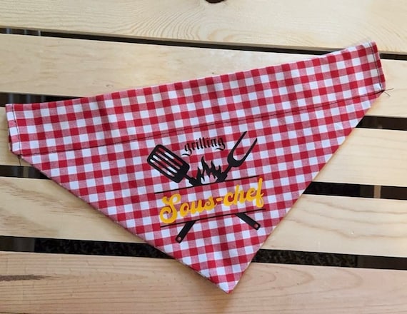 Happy Father's Day gift, Father's Day dog bandana, BBQ dog bandana, Grilling dog bandana, Slide on dog bandana